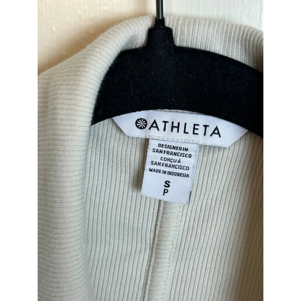 Athleta Presence Cocoon Wrap Cardigan Bone White Ribbed Pockets Small 415704